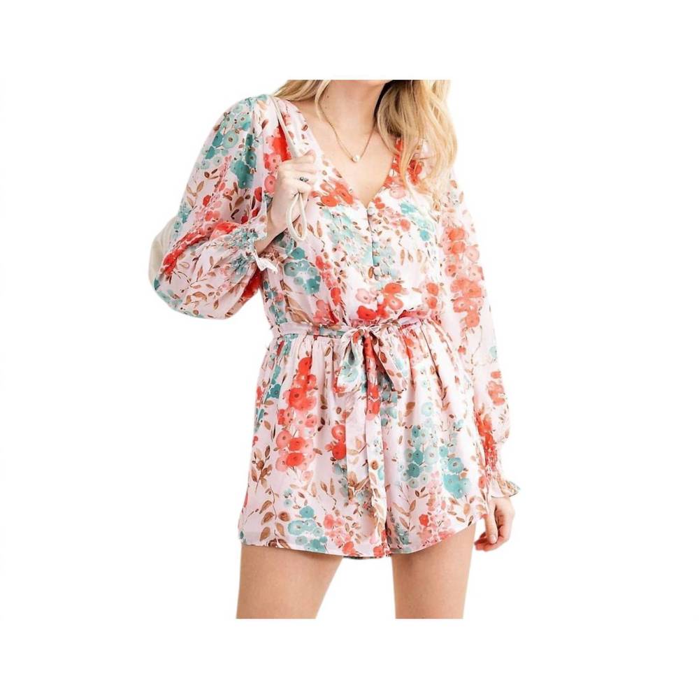NEW KORI floral romper in pink mix